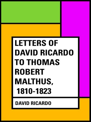 cover image of Letters of David Ricardo to Thomas Robert Malthus, 1810-1823